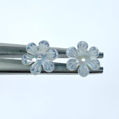 Alternative view of 10pc Mother of Pearl Daisy Flower Beads White 10mm Minimalist Natural Organic DIY For Jewelry Making Earrings Hand Carved Shell WM-0001