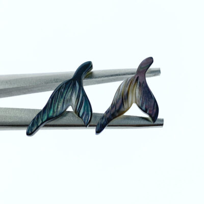 4pc Whale Tail Beads Black Mother of Pearl DIY Jewelry BM-0117