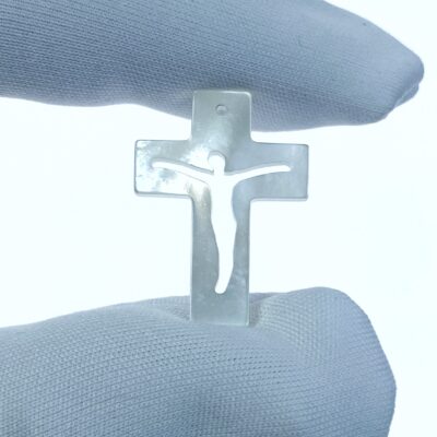 Alternative view of Jesus Cross Mother Of Pearl Beads Charms 21mm Religious Beads WM-0158