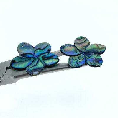 Alternative view of 2pc Abalone Shell Plumeria Flower Beads 30mm Hand Carved Hawaii Tropical Design Natural Organic Pendants For Jewelry Earring Making AB-0003