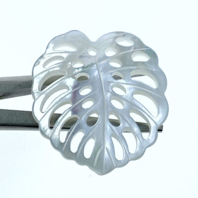 2pc Monstera Leaf Beads White Mother Of Pearl 39mm WM-0020